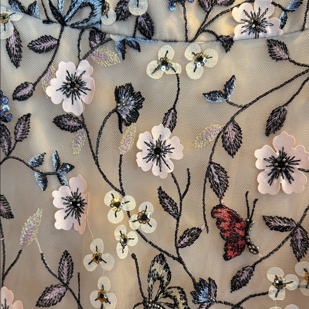 Floral Embroidered Dress By Rickie Freeman Teri Jon - Picture 5 of 10